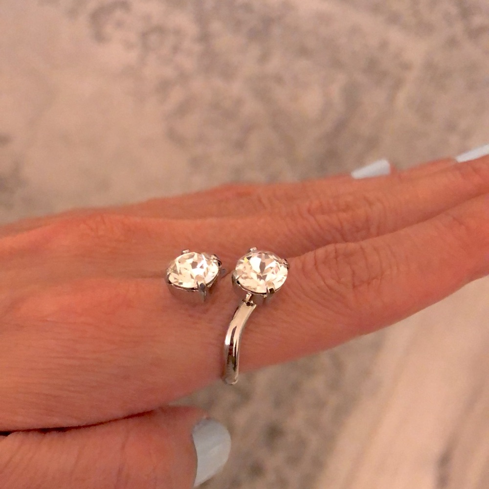 Classic Crystal Silver Statement Ring - Picture 11 of 13